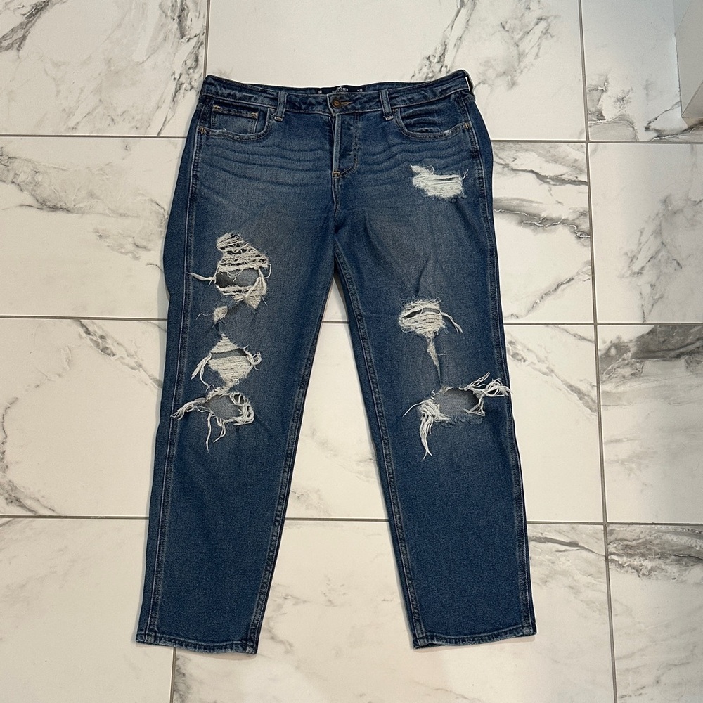 Hollister Blue Distressed Boyfriend Jeans